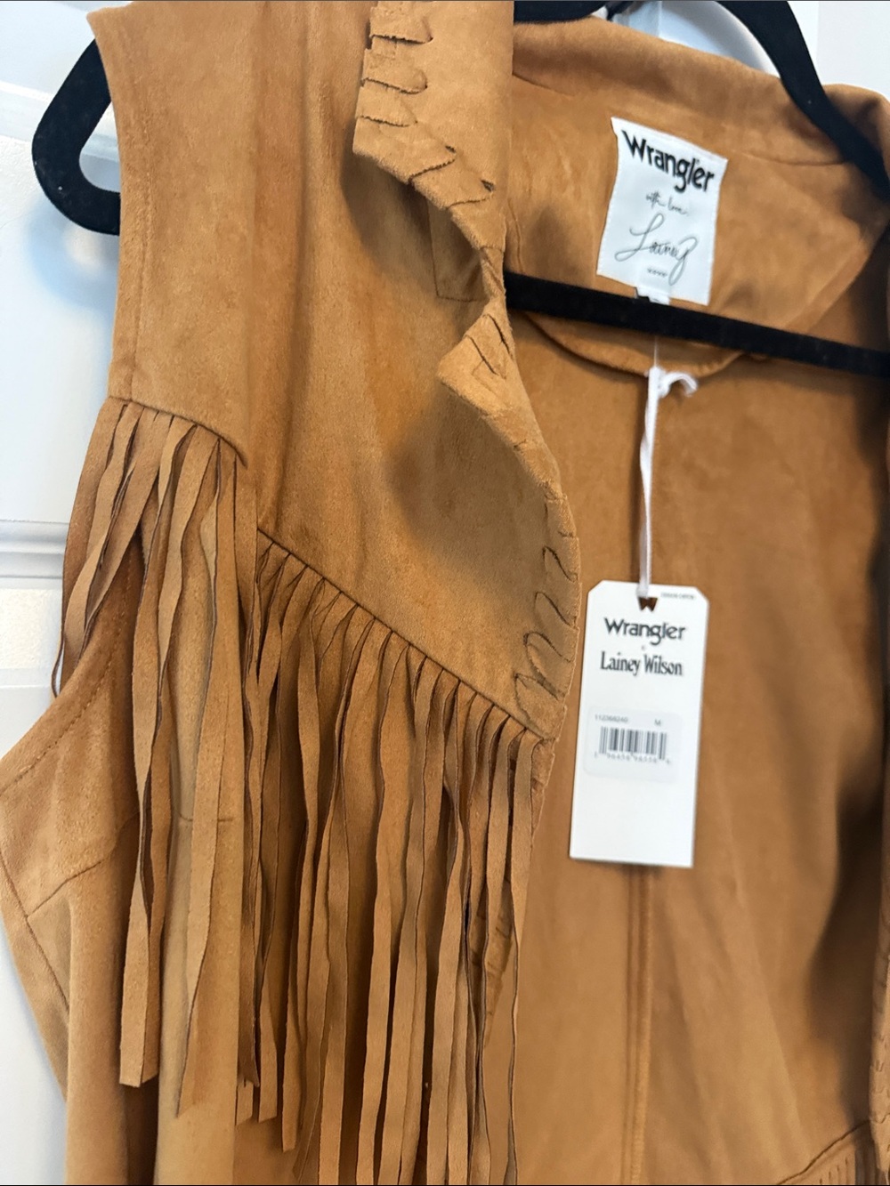 Wrangler Women's Brown Fringe Suede-Look Vest - Picture 5 of 7